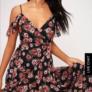 Lulus Adelynn Floral Off the Shoulder Wrap Dress